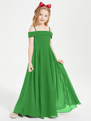 Chic Robes de Demoiselles d'Honneur Junior Hors de l'Épaule Vert