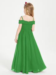 Chic Robes de Demoiselles d'Honneur Junior Hors de l'Épaule Vert