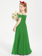 Chic Robes de Demoiselles d'Honneur Junior Hors de l'Épaule Vert