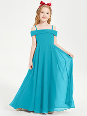 Chic Robes de Demoiselles d'Honneur Junior Hors de l'Épaule Jade