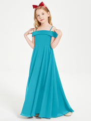Chic Robes de Demoiselles d'Honneur Junior Hors de l'Épaule Jade