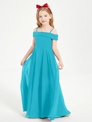 Chic Robes de Demoiselles d'Honneur Junior Hors de l'Épaule Jade