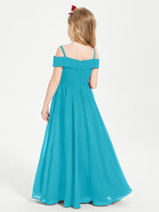 Chic Robes de Demoiselles d'Honneur Junior Hors de l'Épaule Jade
