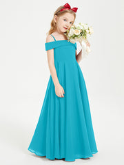 Chic Robes de Demoiselles d'Honneur Junior Hors de l'Épaule Jade
