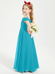 Chic Robes de Demoiselles d'Honneur Junior Hors de l'Épaule Jade