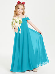 Chic Robes de Demoiselles d'Honneur Junior Hors de l'Épaule Jade