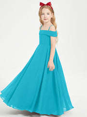 Chic Robes de Demoiselles d'Honneur Junior Hors de l'Épaule Jade