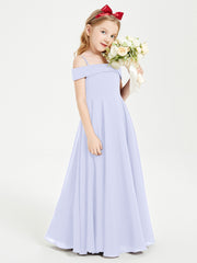 Chic Robes de Demoiselles d'Honneur Junior Hors de l'Épaule Lavande