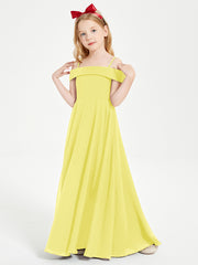 Chic Robes de Demoiselles d'Honneur Junior Hors de l'Épaule Citron