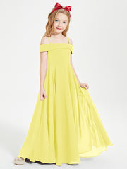 Chic Robes de Demoiselles d'Honneur Junior Hors de l'Épaule Citron