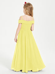 Chic Robes de Demoiselles d'Honneur Junior Hors de l'Épaule Citron