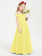 Chic Robes de Demoiselles d'Honneur Junior Hors de l'Épaule Citron