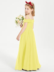 Chic Robes de Demoiselles d'Honneur Junior Hors de l'Épaule Citron