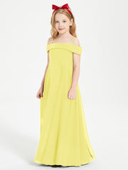 Chic Robes de Demoiselles d'Honneur Junior Hors de l'Épaule Citron