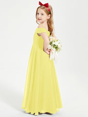Chic Robes de Demoiselles d'Honneur Junior Hors de l'Épaule Citron