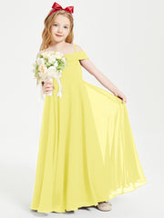 Chic Robes de Demoiselles d'Honneur Junior Hors de l'Épaule Citron