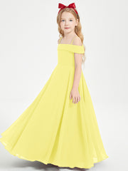 Chic Robes de Demoiselles d'Honneur Junior Hors de l'Épaule Citron
