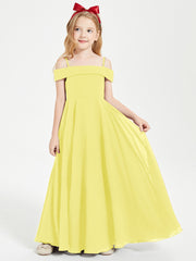 Chic Robes de Demoiselles d'Honneur Junior Hors de l'Épaule Citron