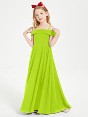 Chic Robes de Demoiselles d'Honneur Junior Hors de l'Épaule Vert Citron