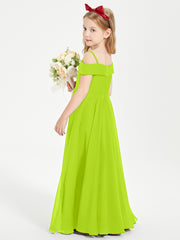 Chic Robes de Demoiselles d'Honneur Junior Hors de l'Épaule Vert Citron