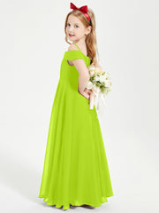 Chic Robes de Demoiselles d'Honneur Junior Hors de l'Épaule Vert Citron