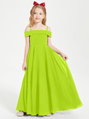 Chic Robes de Demoiselles d'Honneur Junior Hors de l'Épaule Vert Citron