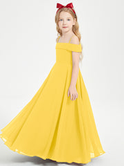 Chic Robes de Demoiselles d'Honneur Junior Hors de l'Épaule Souci