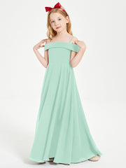 Chic Robes de Demoiselles d'Honneur Junior Hors de l'Épaule Vert Menthe