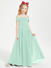 Chic Robes de Demoiselles d'Honneur Junior Hors de l'Épaule Vert Menthe