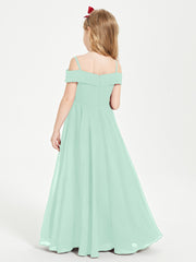 Chic Robes de Demoiselles d'Honneur Junior Hors de l'Épaule Vert Menthe
