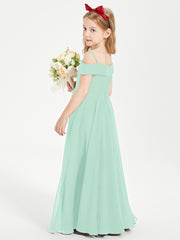 Chic Robes de Demoiselles d'Honneur Junior Hors de l'Épaule Vert Menthe