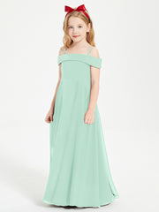 Chic Robes de Demoiselles d'Honneur Junior Hors de l'Épaule Vert Menthe