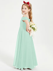 Chic Robes de Demoiselles d'Honneur Junior Hors de l'Épaule Vert Menthe