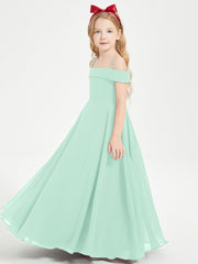 Chic Robes de Demoiselles d'Honneur Junior Hors de l'Épaule Vert Menthe