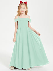 Chic Robes de Demoiselles d'Honneur Junior Hors de l'Épaule Vert Menthe