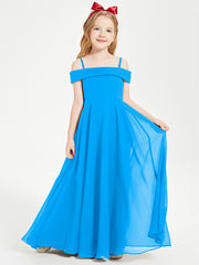 Chic Robes de Demoiselles d'Honneur Junior Hors de l'Épaule Bleu Océan