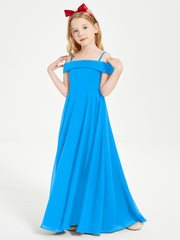 Chic Robes de Demoiselles d'Honneur Junior Hors de l'Épaule Bleu Océan