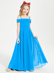 Chic Robes de Demoiselles d'Honneur Junior Hors de l'Épaule Bleu Océan