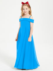 Chic Robes de Demoiselles d'Honneur Junior Hors de l'Épaule Bleu Océan