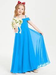 Chic Robes de Demoiselles d'Honneur Junior Hors de l'Épaule Bleu Océan