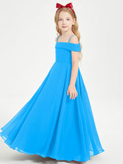 Chic Robes de Demoiselles d'Honneur Junior Hors de l'Épaule Bleu Océan