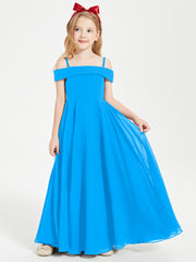 Chic Robes de Demoiselles d'Honneur Junior Hors de l'Épaule Bleu Océan