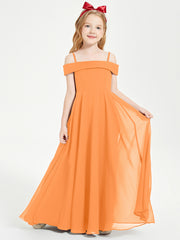 Chic Robes de Demoiselles d'Honneur Junior Hors de l'Épaule Orange