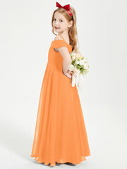 Chic Robes de Demoiselles d'Honneur Junior Hors de l'Épaule Orange