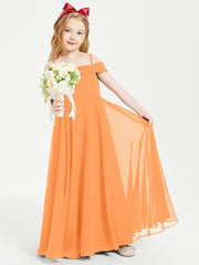 Chic Robes de Demoiselles d'Honneur Junior Hors de l'Épaule Orange