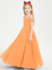 Chic Robes de Demoiselles d'Honneur Junior Hors de l'Épaule Orange