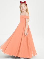 Chic Robes de Demoiselles d'Honneur Junior Hors de l'Épaule Papaye