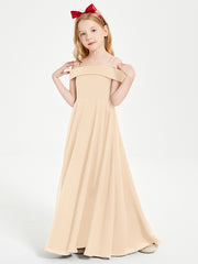 Chic Robes de Demoiselles d'Honneur Junior Hors de l'Épaule Pêche