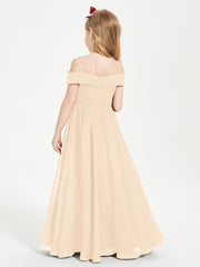 Chic Robes de Demoiselles d'Honneur Junior Hors de l'Épaule Pêche