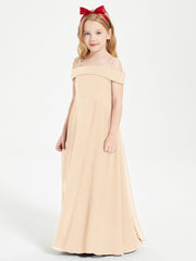 Chic Robes de Demoiselles d'Honneur Junior Hors de l'Épaule Pêche
